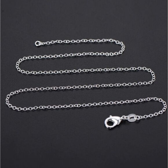 Dainty! Silver Plated Chain Necklace Link Cable Lobster Clasp 1.2mm 24" - Picture 7 of 7